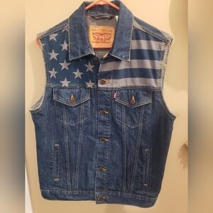 Levi's Denim Vest with American Flag Design